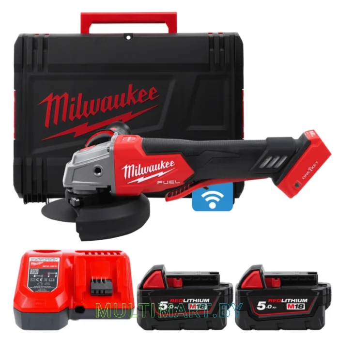 Угловая шлифмашина Milwaukee M18 ONEFSAG125XPDB-502X FUEL (с 2-мя АКБ, кейс)